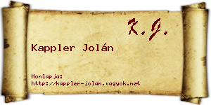 Kappler Jolán névjegykártya